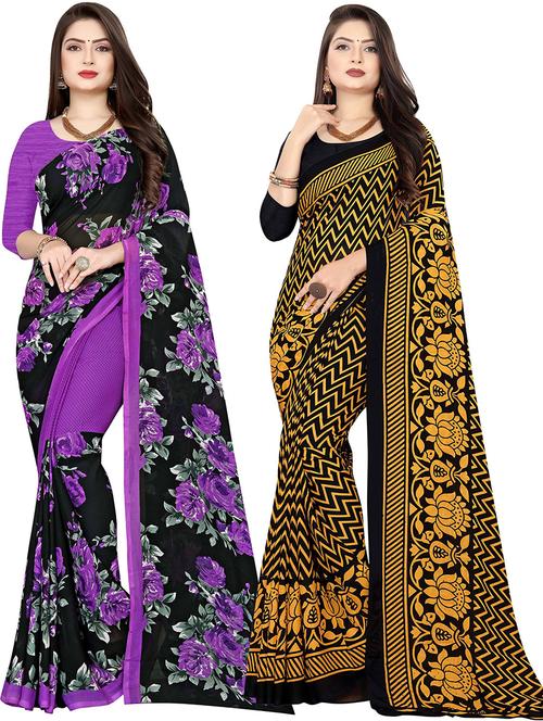 women pack of 2 casual wear combo sarees with blouse - 21478077 - Very Small Image - 1