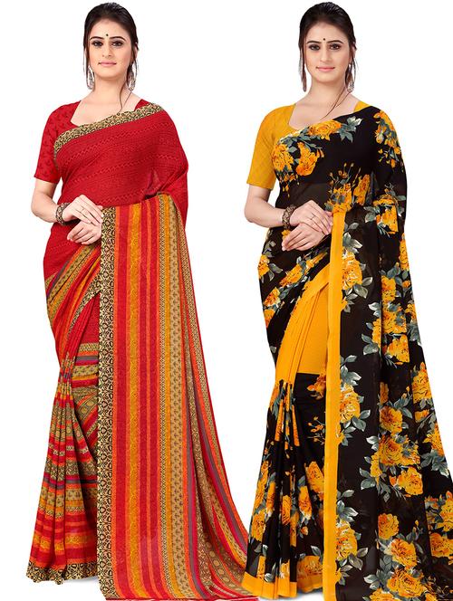 women pack of 2 casual wear combo sarees with blouse - 21478078 - Very Small Image - 1