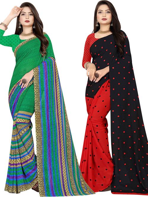 women pack of 2 casual wear combo sarees with blouse - 21478081 - Very Small Image - 1