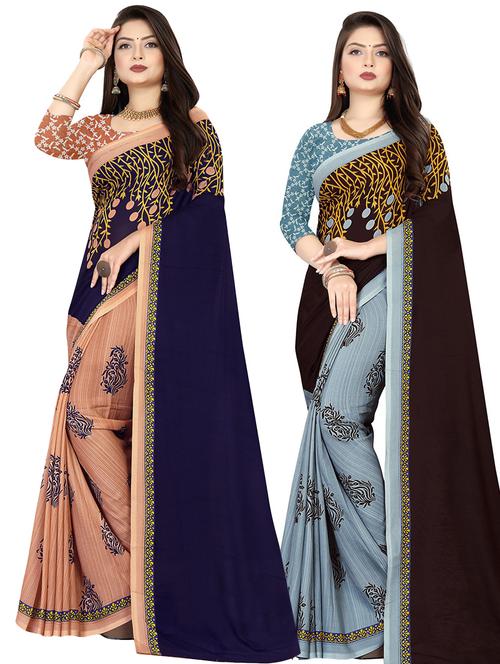 women pack of 2 casual wear combo sarees with blouse - 21478085 - Very Small Image - 1