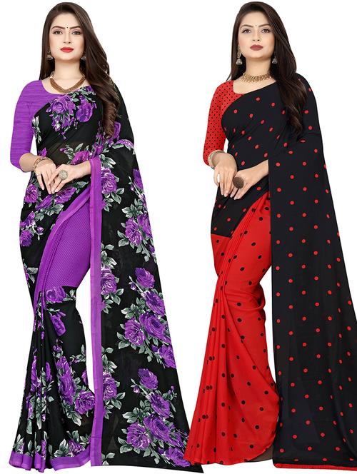 women pack of 2 casual wear combo sarees with blouse - 21478088 - Very Small Image - 1