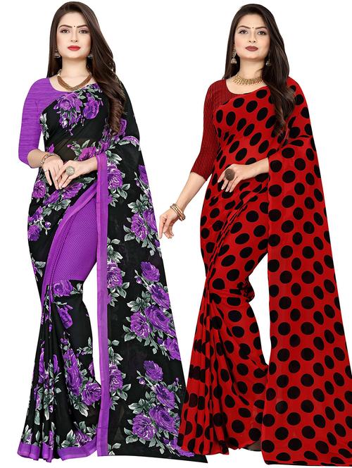 women pack of 2 casual wear combo sarees with blouse - 21478089 - Very Small Image - 1