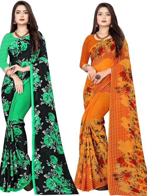 women pack of 2 casual wear combo sarees with blouse - 21478090 - Very Small Image - 1