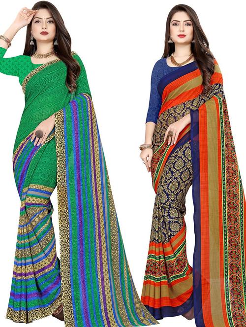 women pack of 2 casual wear combo sarees with blouse - 21478091 - Very Small Image - 1