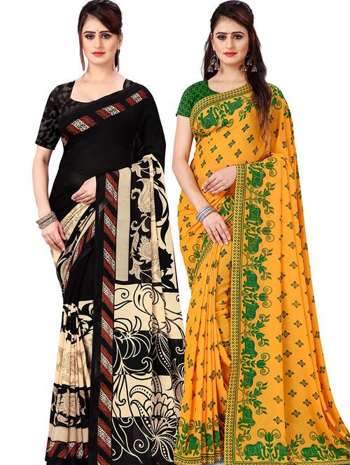 women pack of 2 casual wear combo sarees with blouse - 21478093 - Very Small Image - 1