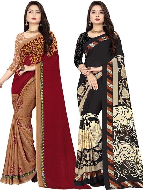 women pack of 2 casual wear combo sarees with blouse - 21478097 - Very Small Image - 1
