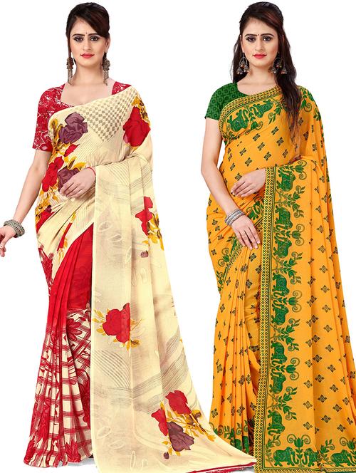 women pack of 2 casual wear combo sarees with blouse - 21478099 - Very Small Image - 1