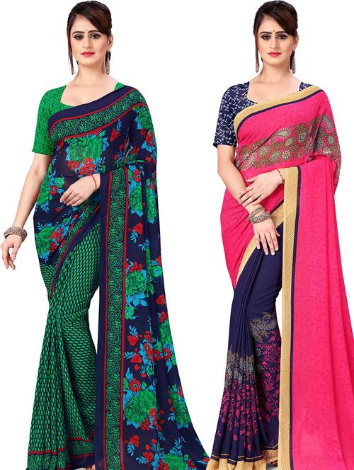 women pack of 2 casual wear combo sarees with blouse - 21478101 - Very Small Image - 1