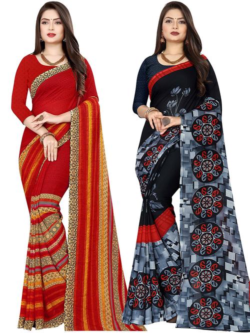 women pack of 2 casual wear combo sarees with blouse - 21478105 - Very Small Image - 1