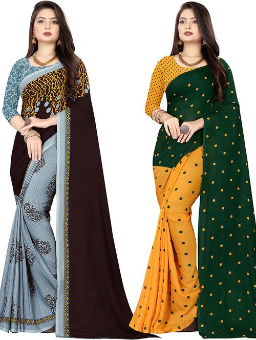 women pack of 2 casual wear combo sarees with blouse - 21478106 - Very Small Image - 1