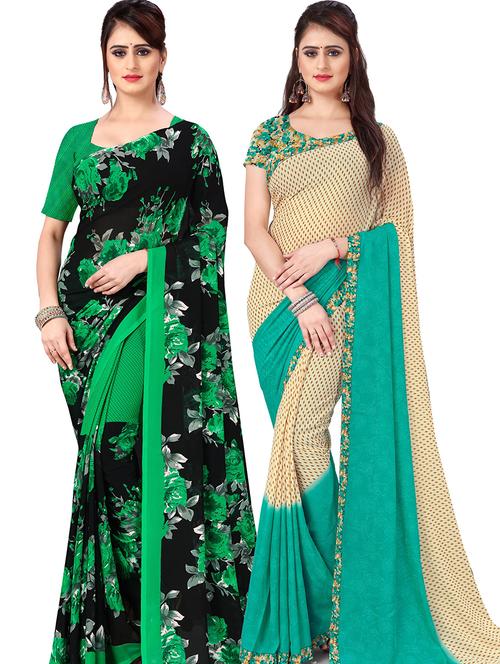 women pack of 2 casual wear combo sarees with blouse - 21478107 - Very Small Image - 1