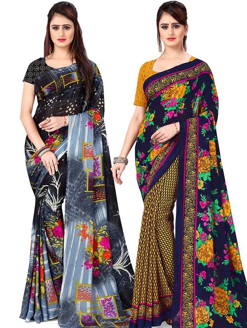 women pack of 2 casual wear combo sarees with blouse - 21478108 - Very Small Image - 1