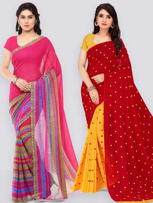 women pack of 2 casual wear combo sarees with blouse - 21478112 - Very Small Image - 1