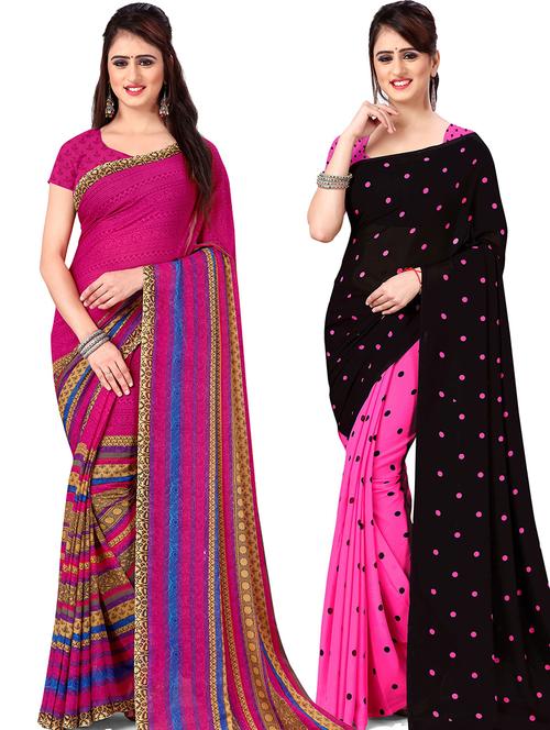 women pack of 2 casual wear combo sarees with blouse - 21478113 - Very Small Image - 1