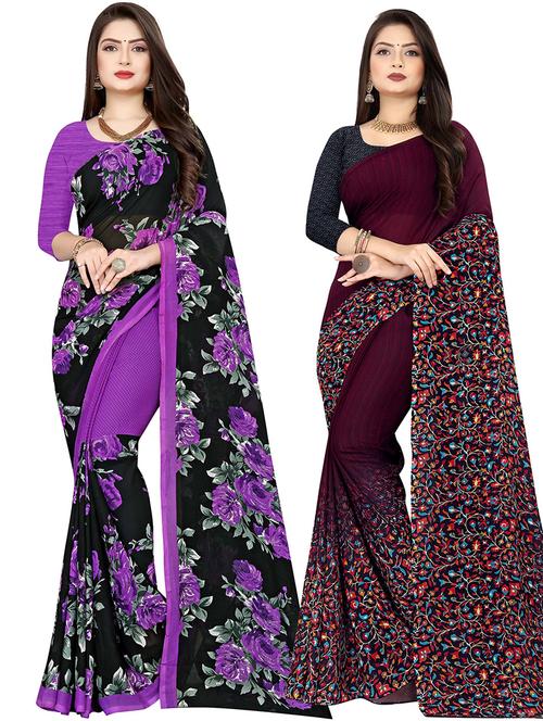 women pack of 2 casual wear combo sarees with blouse - 21478118 - Very Small Image - 1