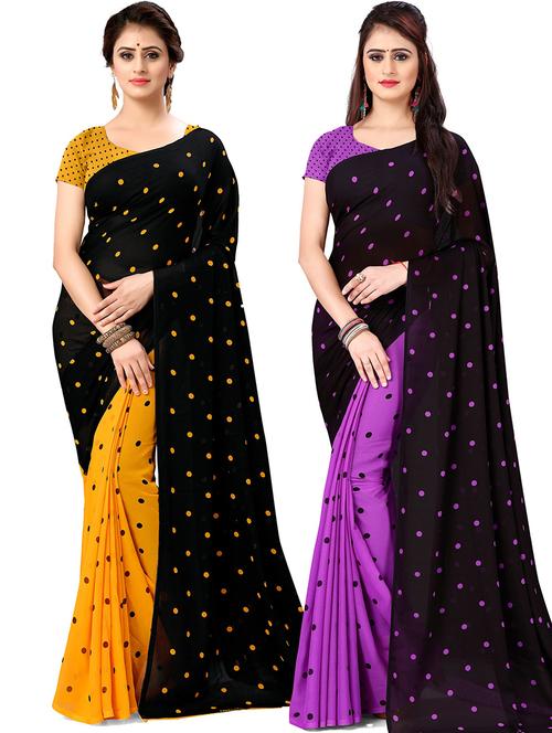 women pack of 2 casual wear combo sarees with blouse - 21478120 - Very Small Image - 1