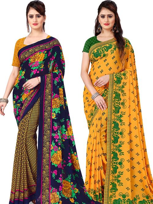 women pack of 2 casual wear combo sarees with blouse - 21478121 - Very Small Image - 1