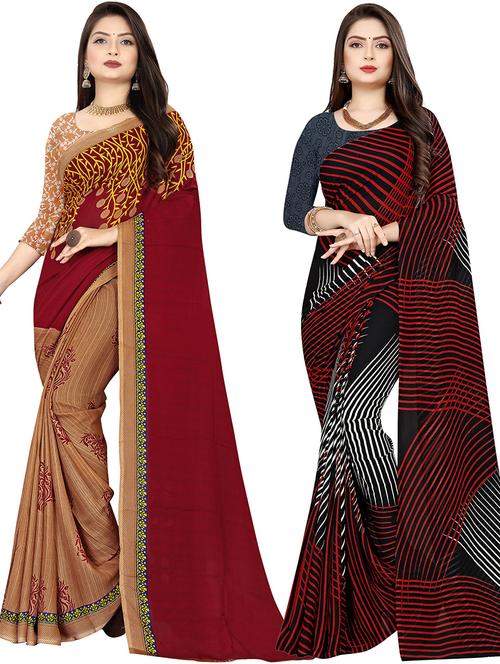 women pack of 2 casual wear combo sarees with blouse - 21478124 - Very Small Image - 1