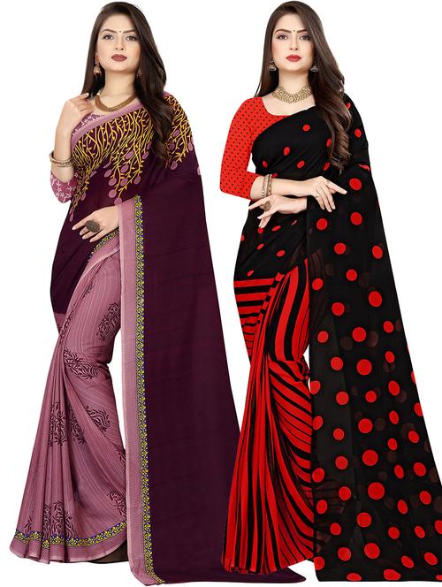 women pack of 2 casual wear combo sarees with blouse - 21478125 - Very Small Image - 1