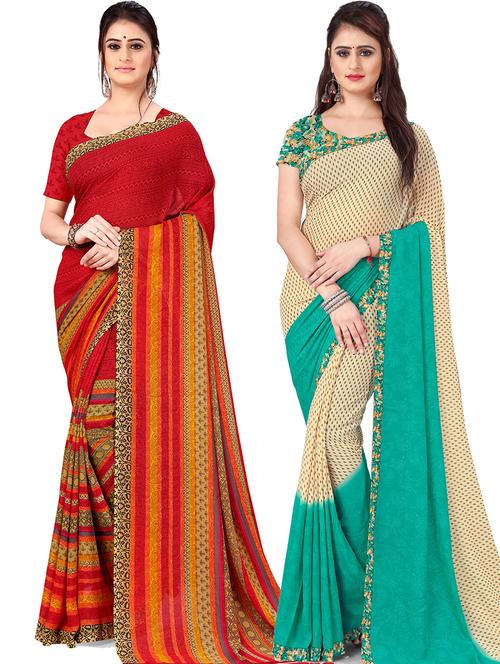 women pack of 2 casual wear combo sarees with blouse - 21478127 - Very Small Image - 1