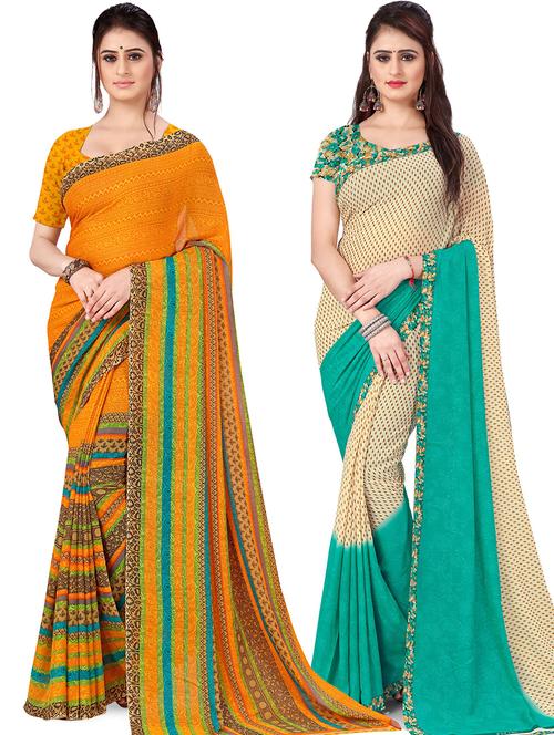 women pack of 2 casual wear combo sarees with blouse - 21478128 - Very Small Image - 1