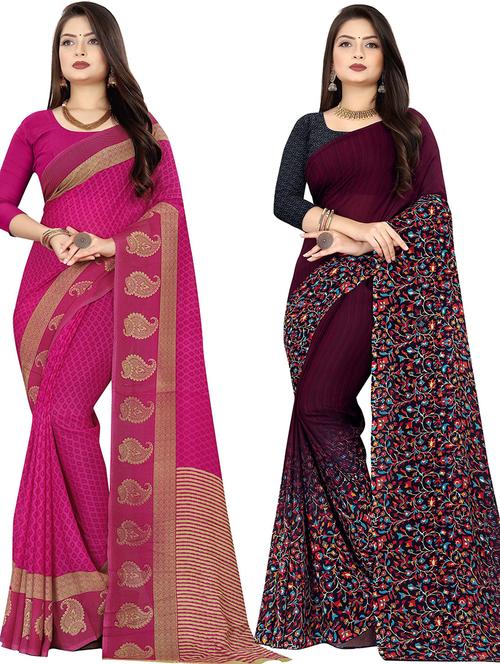 women pack of 2 casual wear combo sarees with blouse - 21478129 - Very Small Image - 1