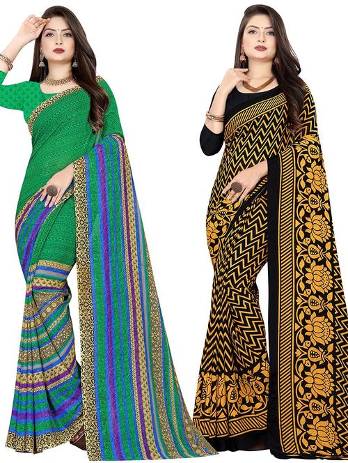 women pack of 2 casual wear combo sarees with blouse - 21478132 - Very Small Image - 1