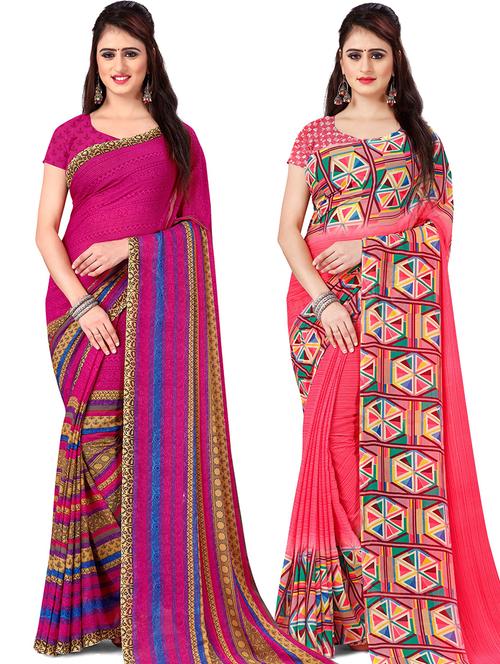 women pack of 2 casual wear combo sarees with blouse - 21478135 - Very Small Image - 1