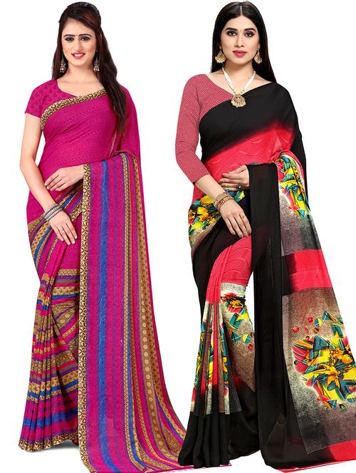 women pack of 2 casual wear combo sarees with blouse - 21478136 - Very Small Image - 1