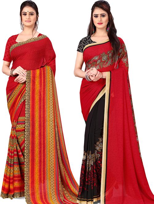 women pack of 2 casual wear combo sarees with blouse - 21478137 - Very Small Image - 1