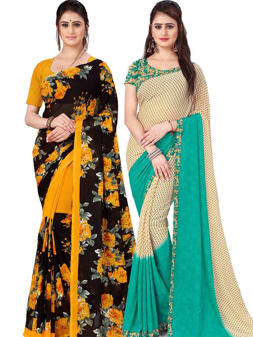 women pack of 2 casual wear combo sarees with blouse - 21478139 - Very Small Image - 1