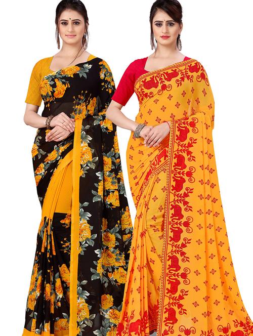 women pack of 2 casual wear combo sarees with blouse - 21478143 - Very Small Image - 1