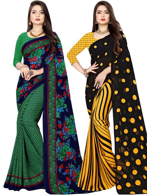 women pack of 2 casual wear combo sarees with blouse - 21478144 - Very Small Image - 1