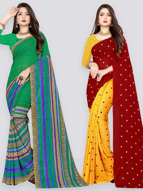 women pack of 2 casual wear combo sarees with blouse - 21478149 - Very Small Image - 1