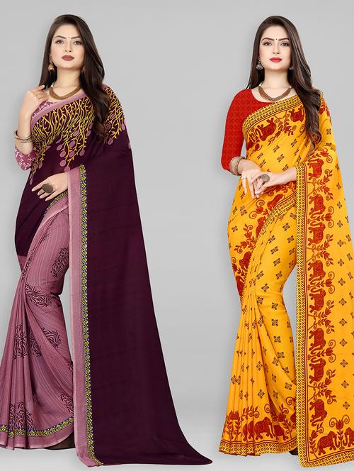 women pack of 2 casual wear combo sarees with blouse - 21478150 - Very Small Image - 1