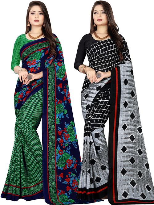 women pack of 2 casual wear combo sarees with blouse - 21478152 - Very Small Image - 1