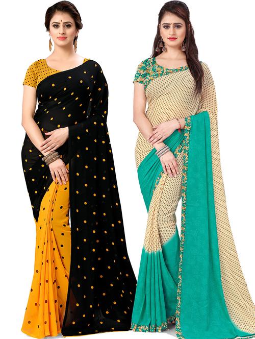 women pack of 2 casual wear combo sarees with blouse - 21478154 - Very Small Image - 1
