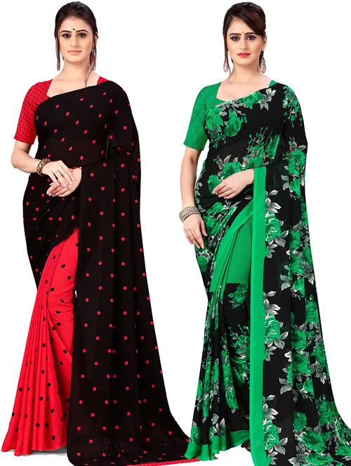 women pack of 2 casual wear combo sarees with blouse - 21478156 - Very Small Image - 1