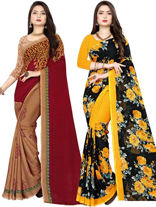 women pack of 2 casual wear sarees with blouse - 21478158 - Very Small Image - 1