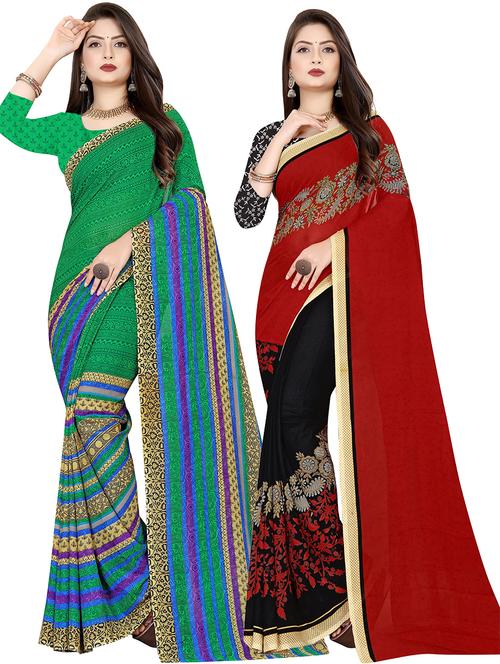 women pack of 2 casual wear sarees with blouse - 21478161 - Very Small Image - 1