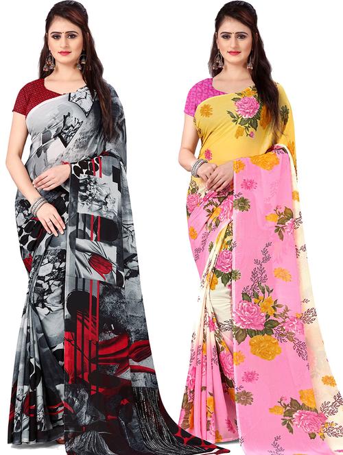 women pack of 2 casual wear combo sarees with blouse - 21478171 - Very Small Image - 1