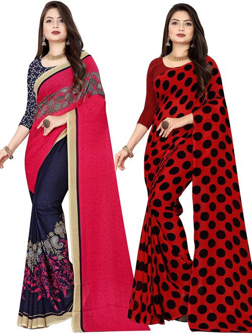 women pack of 2 casual wear combo sarees with blouse - 21478175 - Very Small Image - 1