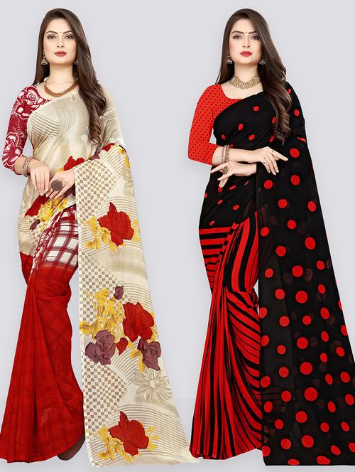 women pack of 2 casual wear combo sarees with blouse - 21478187 - Very Small Image - 1