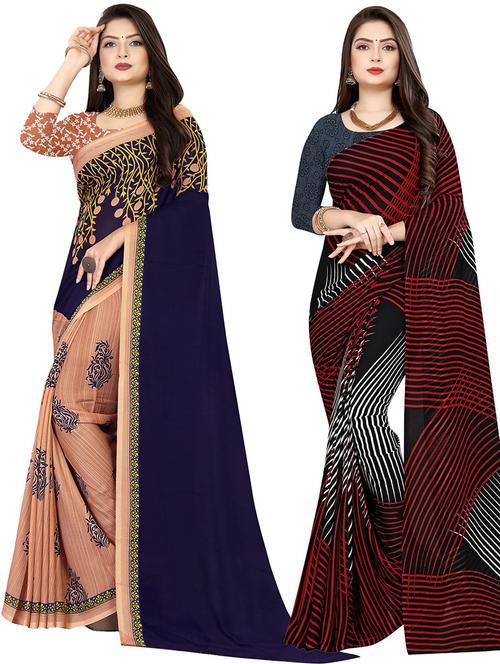 women pack of 2 casual wear combo sarees with blouse - 21478189 - Very Small Image - 1