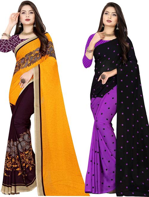 women pack of 2 casual wear combo sarees with blouse - 21478190 - Very Small Image - 1