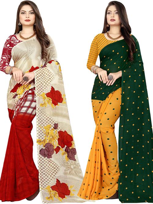 women pack of 2 casual wear combo sarees with blouse - 21478191 - Very Small Image - 1