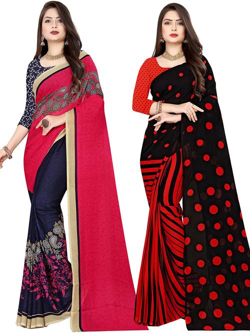 women pack of 2 casual wear sarees with blouse - 21478196 - Very Small Image - 1