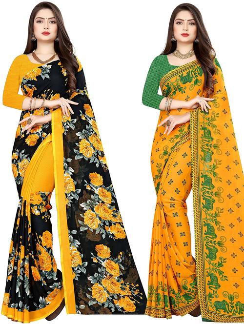 women pack of 2 casual wear combo sarees with blouse - 21478199 - Very Small Image - 1