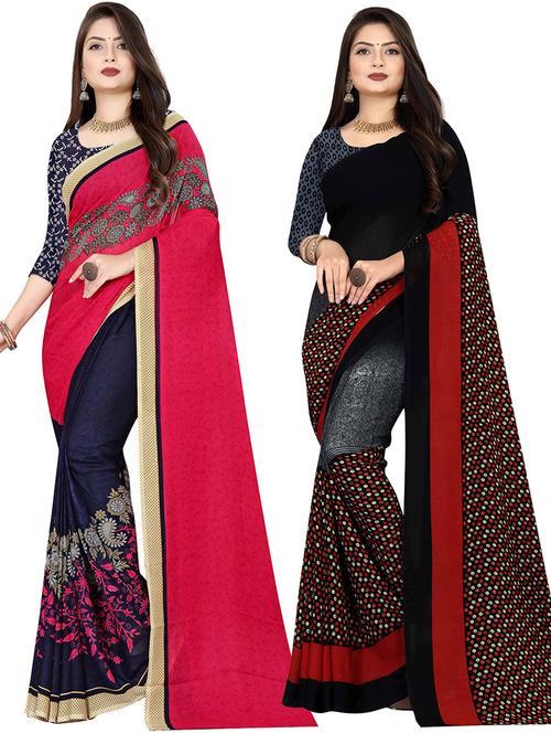 women pack of 2 casual wear combo sarees with blouse - 21478203 - Very Small Image - 1