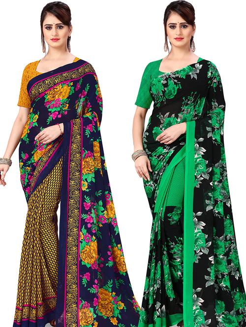 women pack of 2 casual wear combo sarees with blouse - 21478204 - Very Small Image - 1